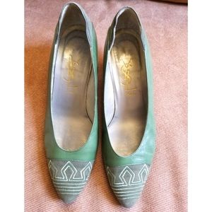 YSL green pumps